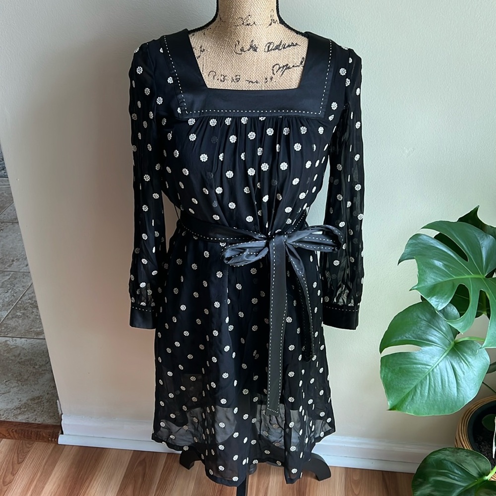 Diane Von Furstenberg Silk Vintage Embroidered Dress Tie Waist